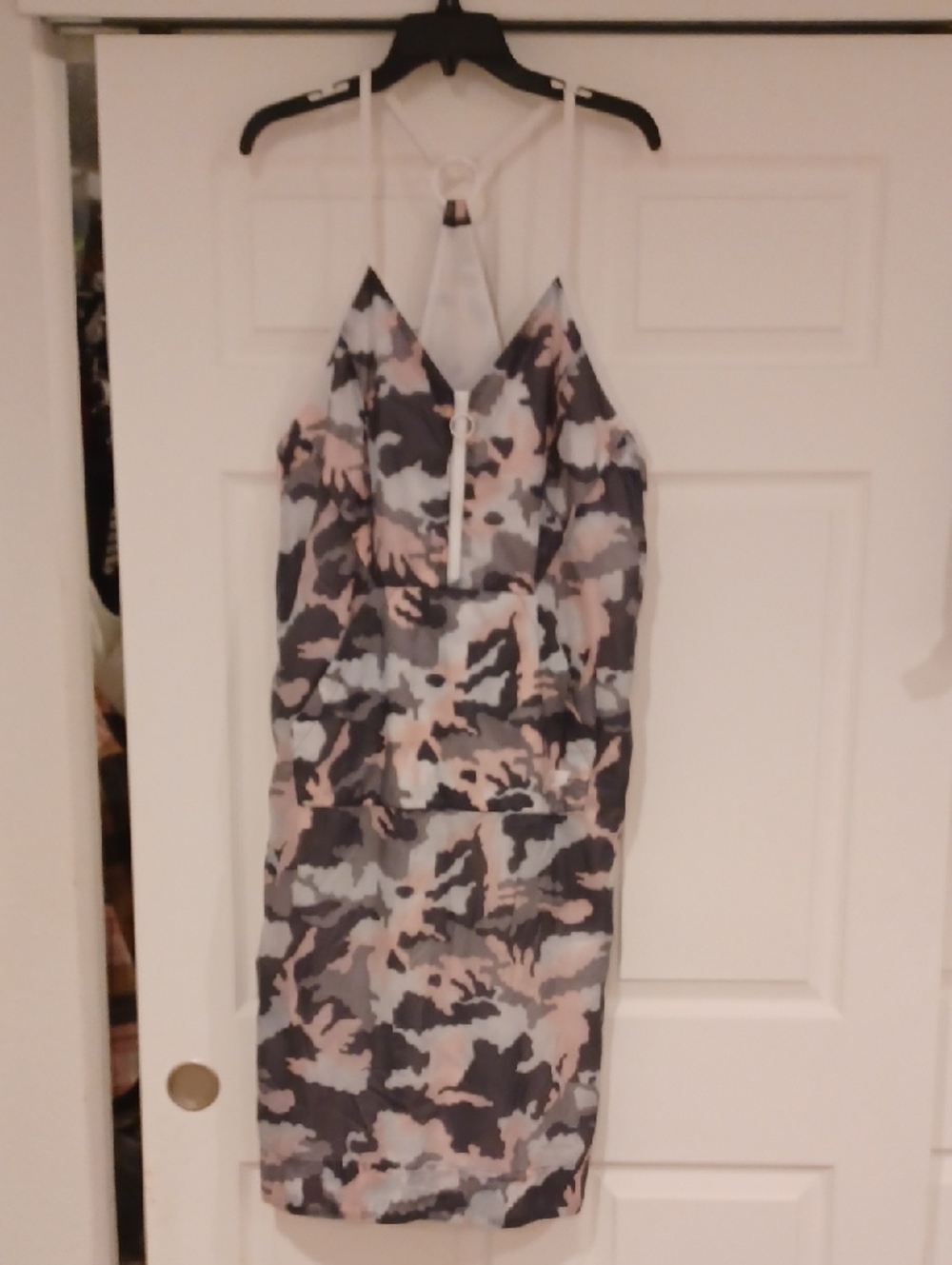 NIKE Sleeveless Camouflage Print Bodycon Dress - Pink & Gray